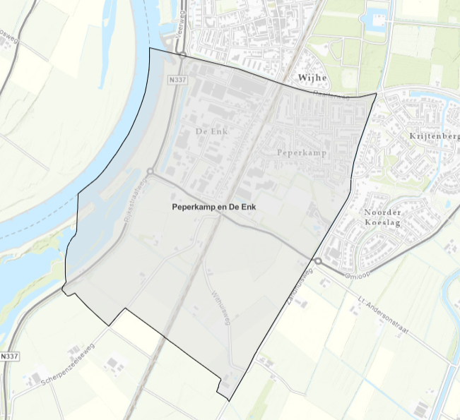 Kaart van pilotwijkgebied Peperkamp en De Enk