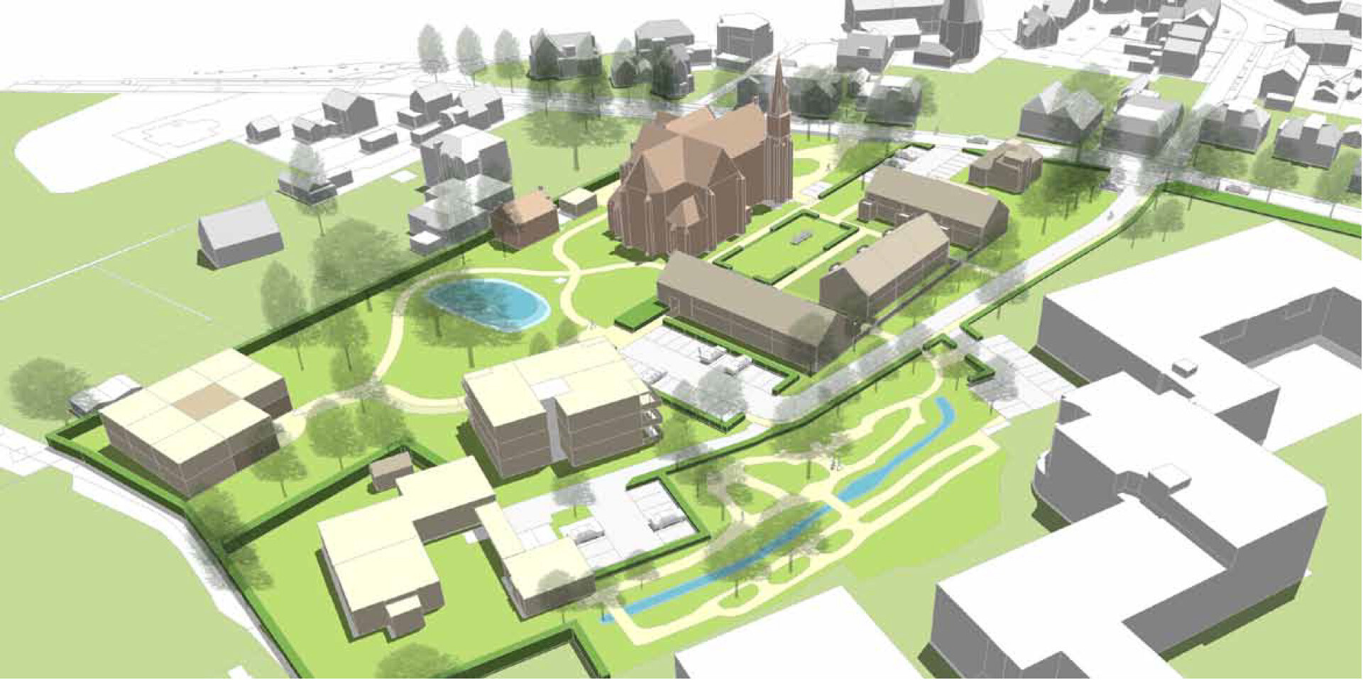 3D afbeelding van het concept gebiedsvisie Stationsweg Wijhe